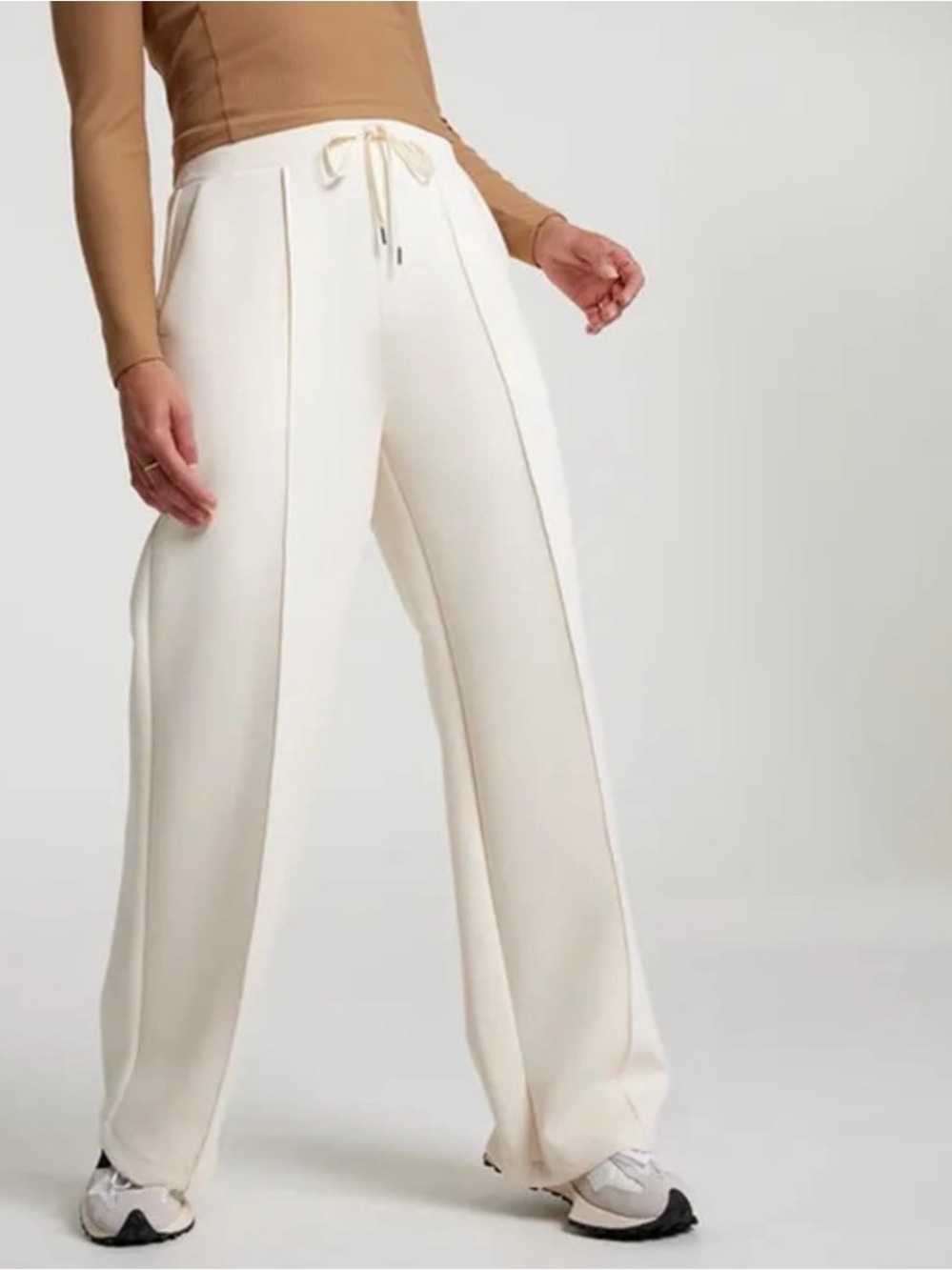 Calia Wide-Leg Soft Scuba Pants in Cream